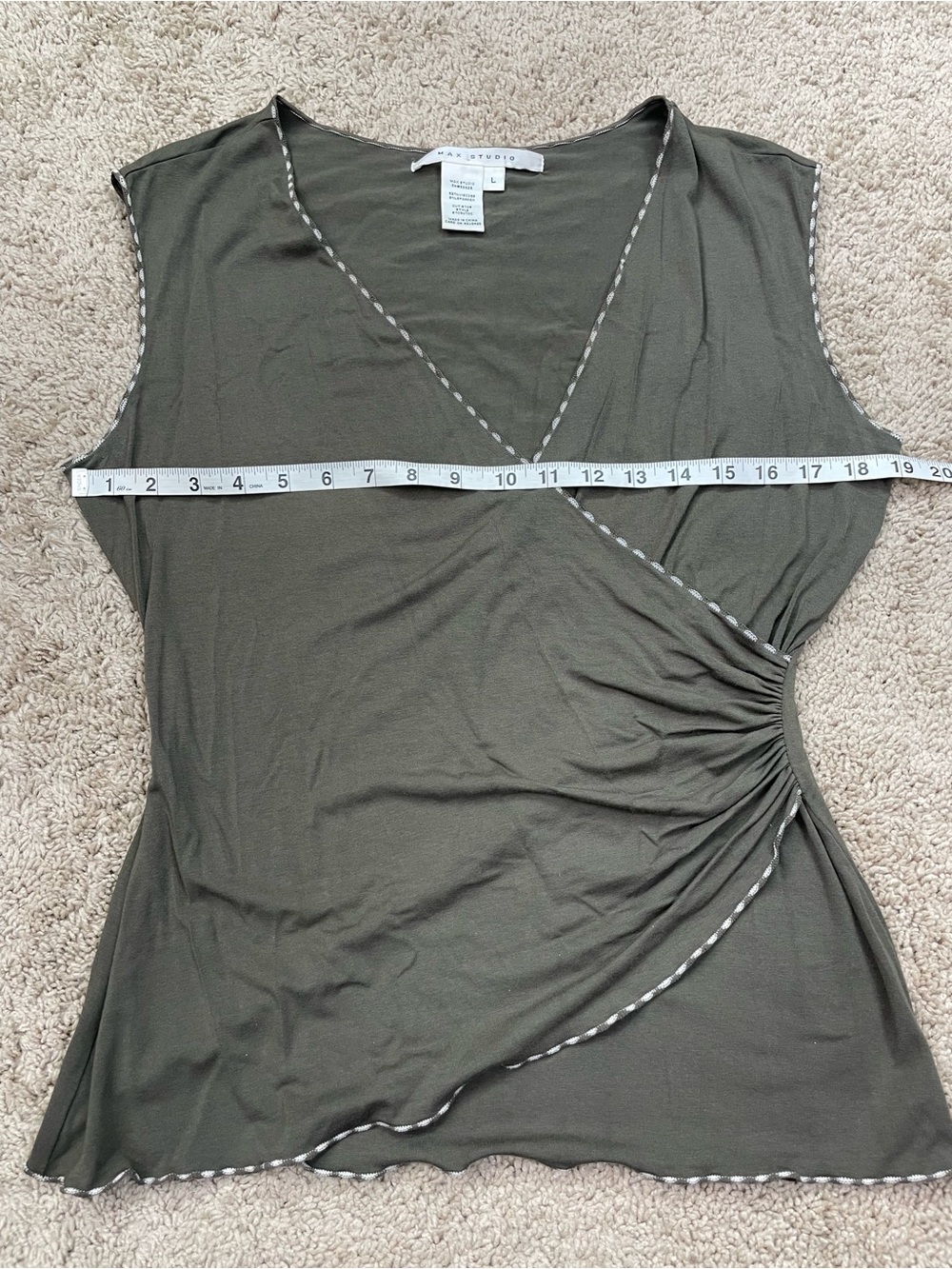 Max Studio Sleeveless V-Neck Wrap Top with Contrast Trim - Picture 6 of 10
